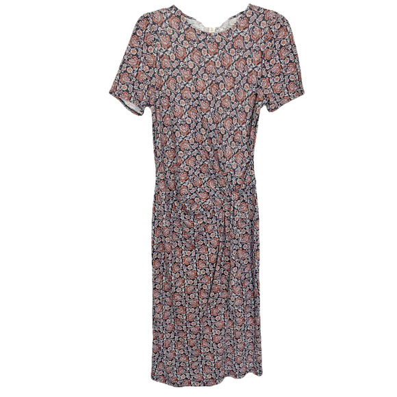 Boden Dresses & Skirts - Boden Knot Front Jersey Midi Dress Size 6R Black Block Paisley Print Career Work